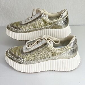 DOLCE VITA Metallic Retro Boho Luxe Woven Dolen Platform Wedge Sneaker Sz 7 EUC